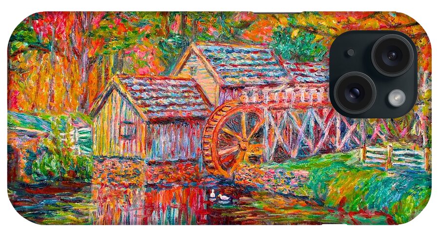 Mabry Mill iPhone Case featuring the painting Mabry Mill in Fall by Kendall Kessler