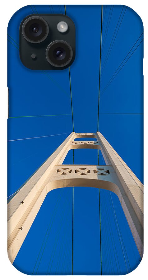 Michigan iPhone Case featuring the photograph Mackinac Bridge South Tower by Steve Gadomski