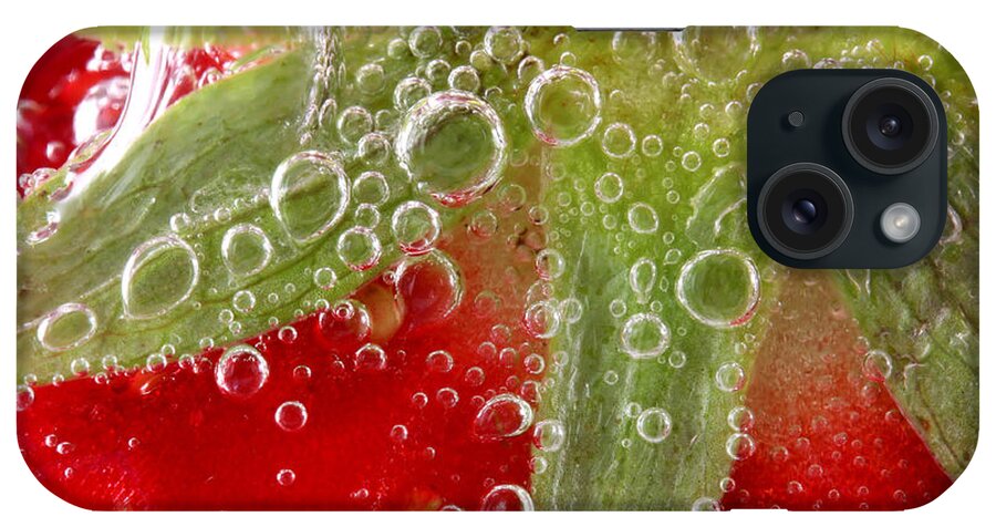 Strawberry iPhone Case featuring the photograph Macro of strawberry in water by Simon Bratt
