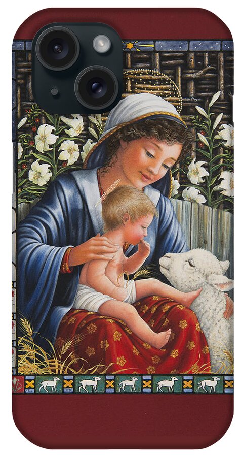 Madonna And Child iPhone Case featuring the painting Madonna of the Lilies by Lynn Bywaters