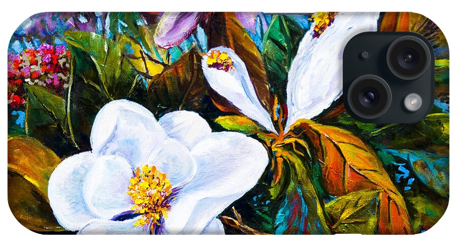 Louisiana Art iPhone Case featuring the painting Magnolia Blooms by Dianne Parks