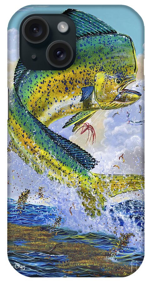 Dolphin iPhone Case featuring the painting Mahi Hookup Off0020 by Carey Chen
