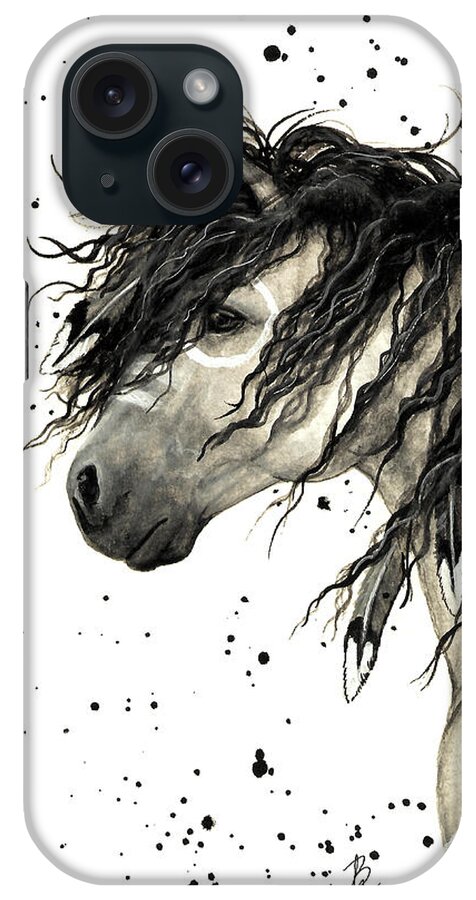 Mustang Horse Art iPhone Case featuring the painting Majestic Grey Spirit Horse #44 by AmyLyn Bihrle