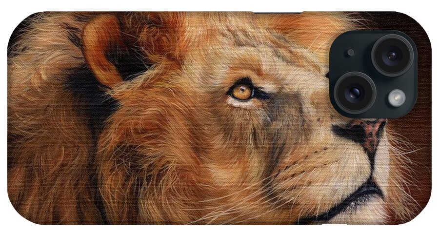 Lion iPhone Case featuring the painting Majestic Lion by David Stribbling