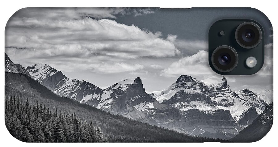 Maligne Lake iPhone Case featuring the photograph Maligne Lake - Jasper - Black and White by Stuart Litoff