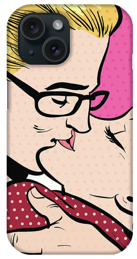 Transfer Print iPhone Case featuring the digital art Man And Woman Kissing by Mcmillan Digital Art