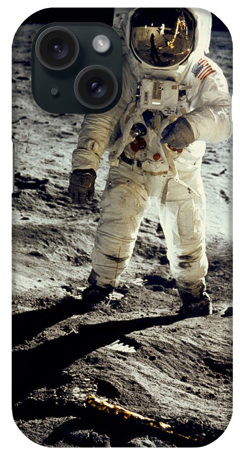 1 Person iPhone Case featuring the photograph Man On The Moon by Underwood Archives Neil Armstrong