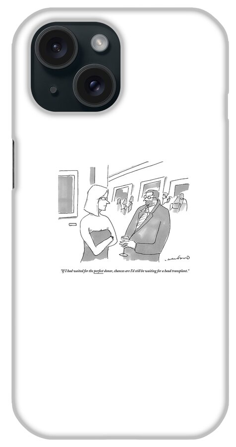 Man With A Tiny Head Holding A Glass At A Party iPhone Case