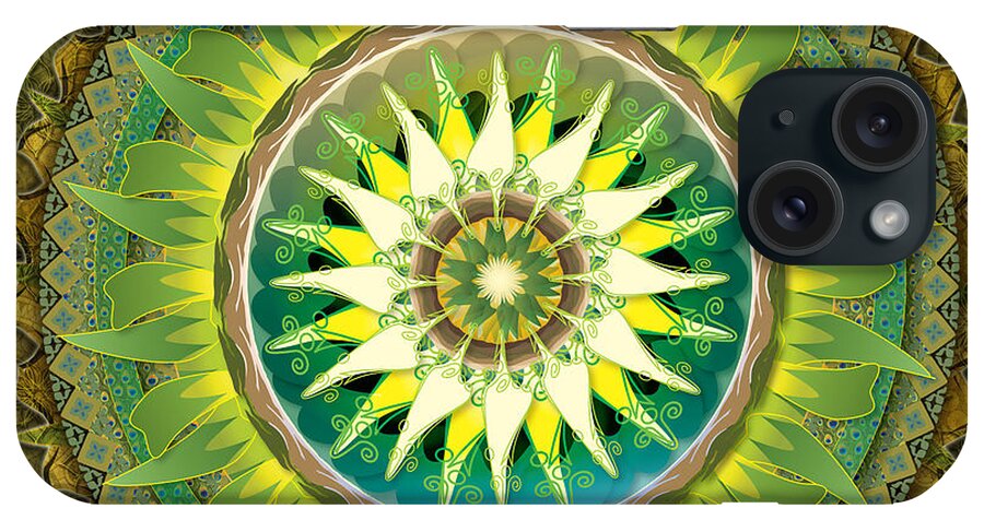 Mandala iPhone Case featuring the digital art Mandala Green by Peter Awax