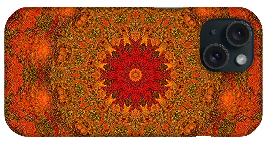 Mandalaoftherisingsun.sacred Geometry iPhone Case featuring the digital art Mandala of the Rising Sun - spiritual art by Giada Rossi