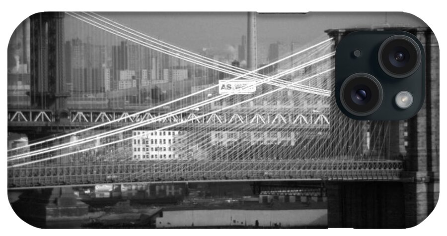 Bridges iPhone Case featuring the photograph Manhattan and Brooklyn Bridge's by John Schneider