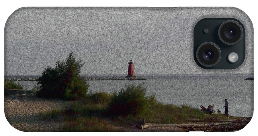 Lighthouse iPhone Case featuring the photograph Manistique Light by Charles Robinson