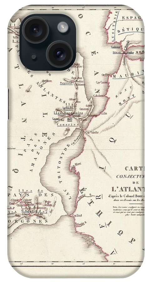 Atlantis iPhone Case featuring the photograph Map Of Atlantis by Library Of Congress, Geography And Map Division