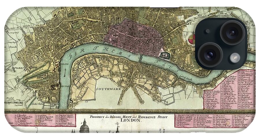 London iPhone Case featuring the photograph Map Of London by Library Of Congress, Geography And Map Division