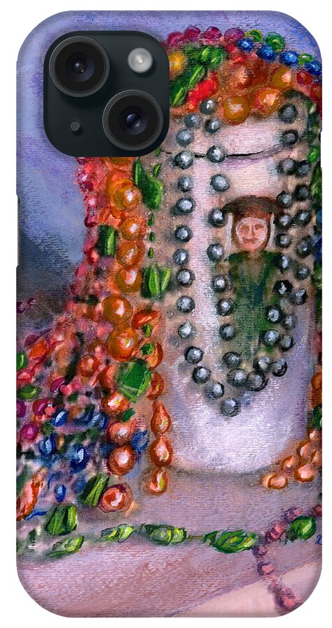 mardi Gras iPhone Case featuring the painting Mardi Gras Beads in Louisiana by Lenora De Lude