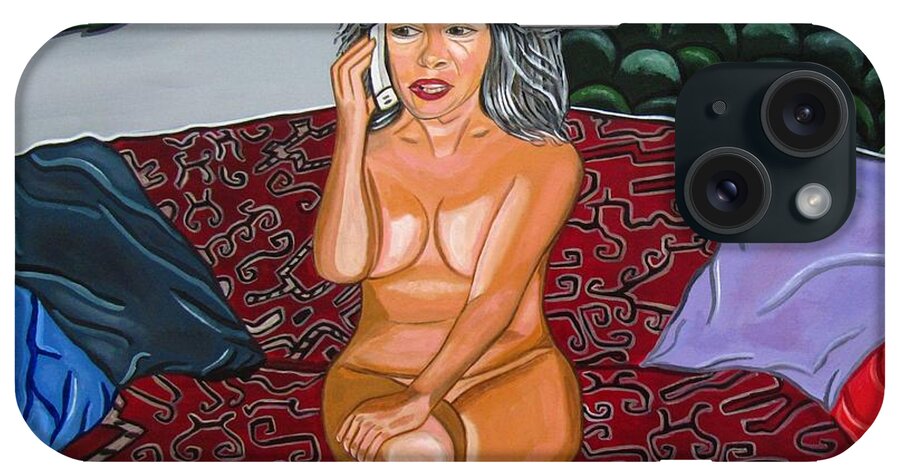 Nude Paintings iPhone Case featuring the painting Maria speaks the naked truth by Sandra Marie Adams