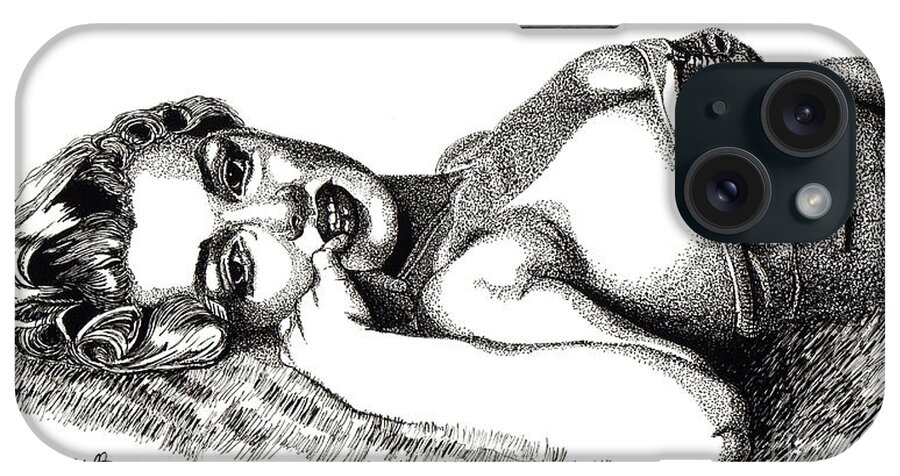 Marilyn Monroe iPhone Case featuring the drawing Marilyn Lounging by Cory Still