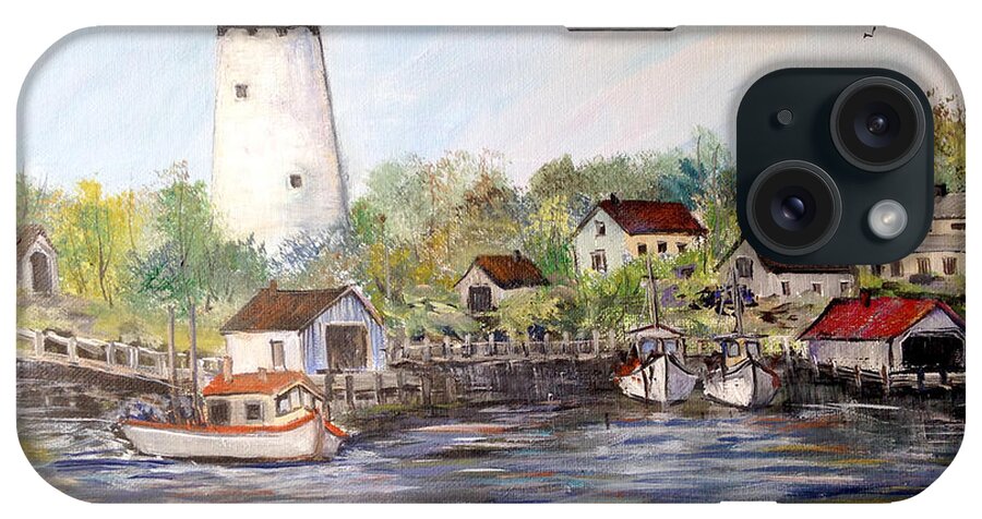 Lighthouse Paint iPhone Case featuring the painting Marina at the Lighthouse by Dorothy Maier