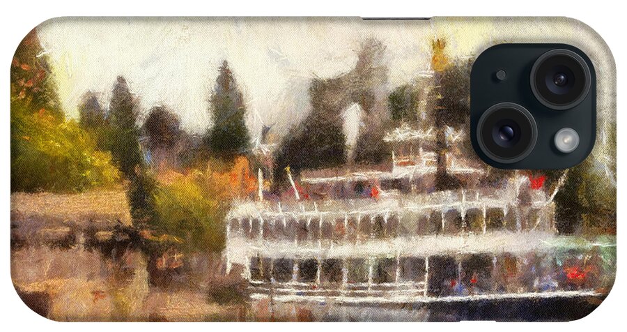 Frontierland iPhone Case featuring the photograph Mark Twain Riverboat Frontierland Disneyland Photo Art 02 by Thomas Woolworth
