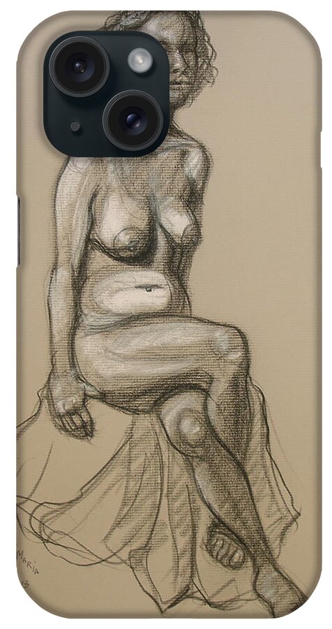 Realism iPhone Case featuring the drawing Marli - Seated Nude by Donelli DiMaria