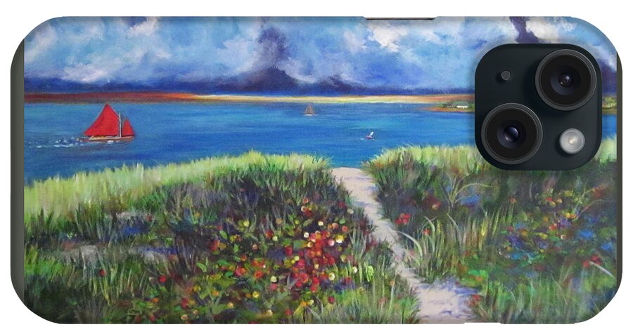 Boats iPhone Case featuring the painting Marthas State Beach by Anne Marie Brown