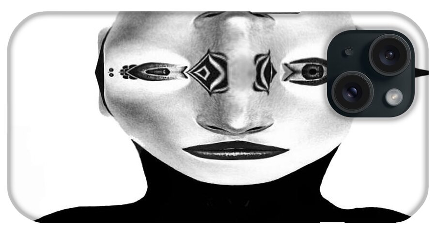 Mask iPhone Case featuring the painting Mask Black and White by Rafael Salazar
