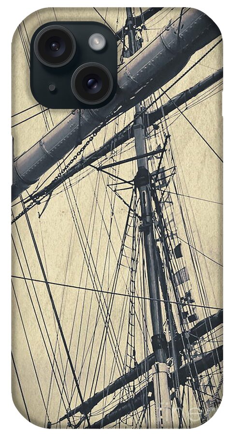 Digital Vintage Photo iPhone Case featuring the digital art Mast and Rigging Postcard by Tim Richards
