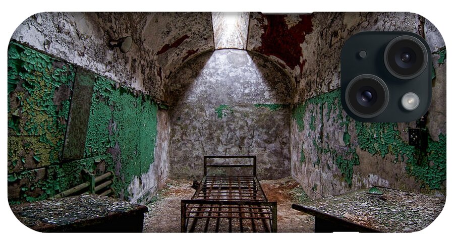 Eastern State Penitentiary iPhone Case featuring the photograph Matching End Tables by Michael Dorn