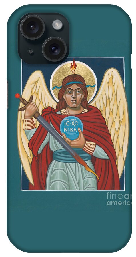 Archangel Michael iPhone Case featuring the painting Maya's Archangel Michael 278 by William Hart McNichols