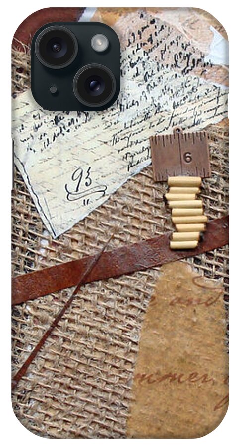 Earthy iPhone Case featuring the mixed media Measured Moments 9 by Phyllis Howard