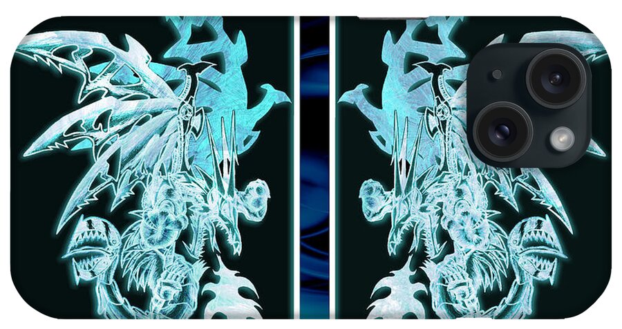 Shawn iPhone Case featuring the mixed media Mech Dragons Diamond Ice Crystals by Shawn Dall