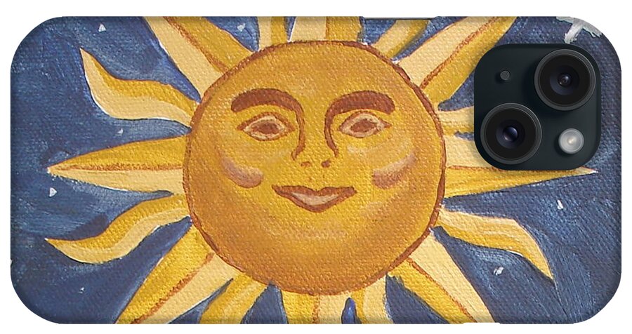 Sun iPhone Case featuring the painting Meditation Sun by Angie Butler