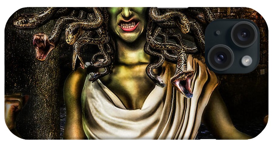 Medusa iPhone Case featuring the digital art Medusa by Alessandro Della Pietra