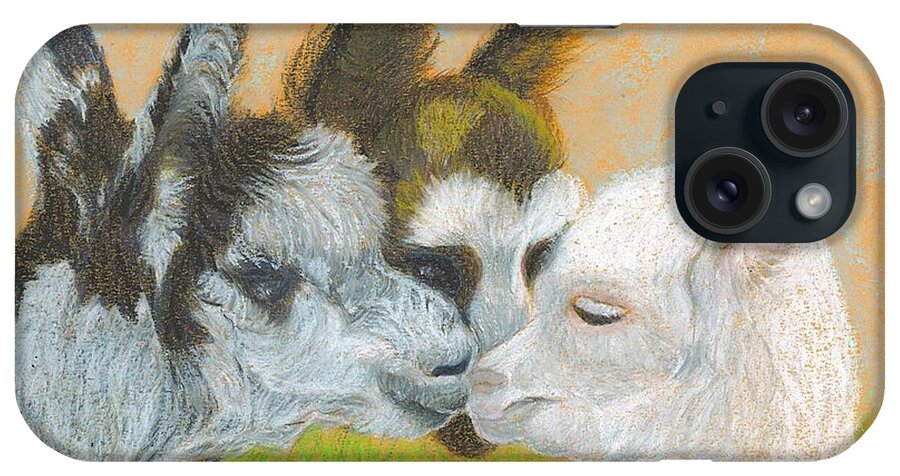 Alpaca iPhone Case featuring the drawing Meeting Uncle Al by Carol Wisniewski