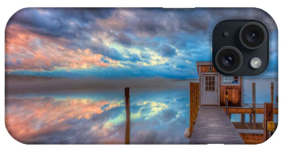New England iPhone Case featuring the photograph Melvin Village Marina in the Fog by Brenda Jacobs