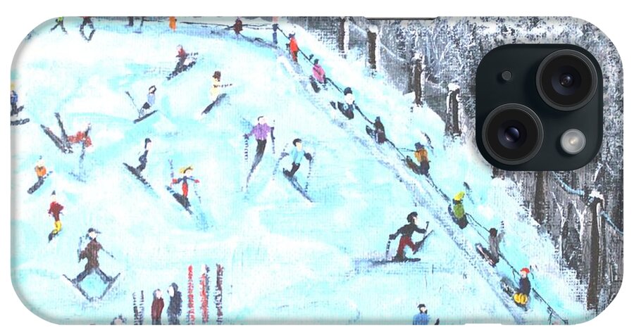 Skiing iPhone Case featuring the painting Memories of Skiing by Rita Brown