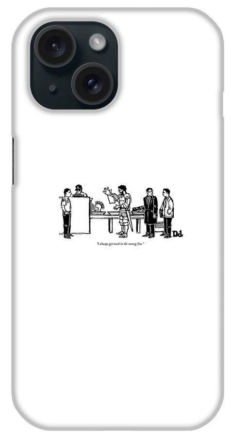 Men Wait In Line At A Security Checkpoint iPhone Case