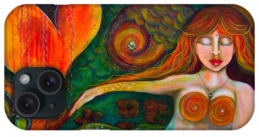 Mermaid Art iPhone Case featuring the painting Mermaid Musing by Deborha Kerr