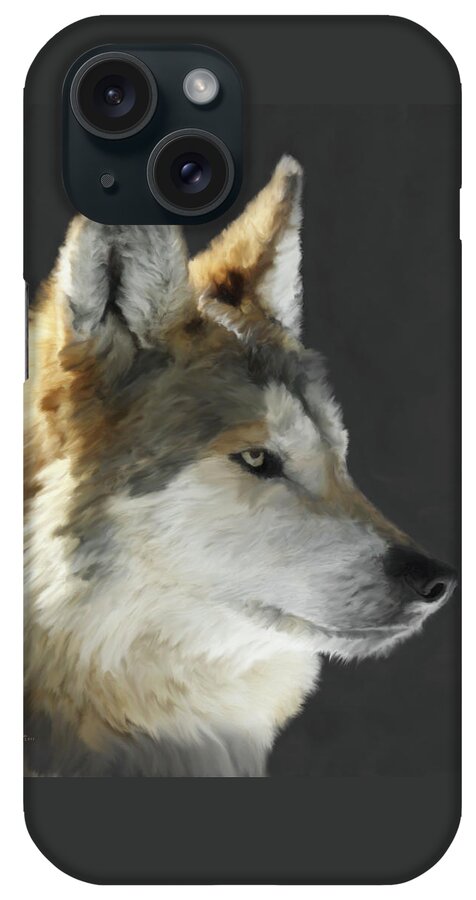 Wolf iPhone Case featuring the painting Mexican Grey Wolf Portrait Freehand by Ernest Echols
