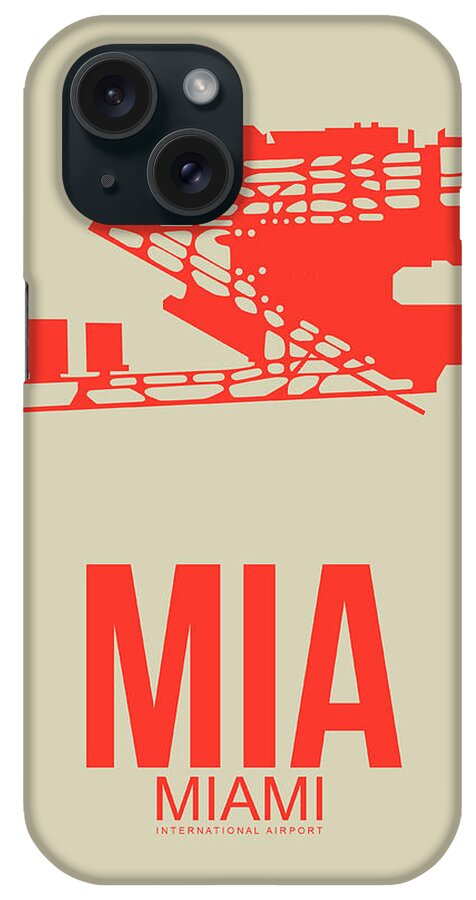  iPhone Case featuring the digital art MIA Miami Airport Poster 3 by Naxart Studio