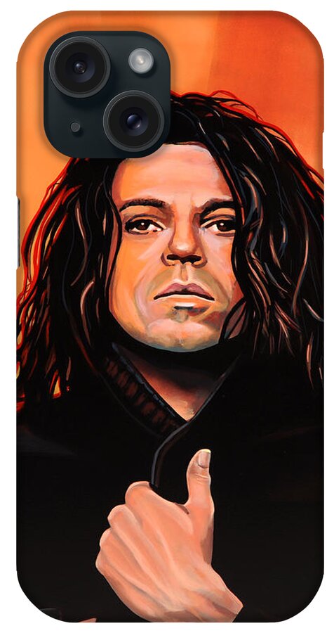 Michael Hutchence iPhone Case featuring the painting Michael Hutchence Painting by Paul Meijering