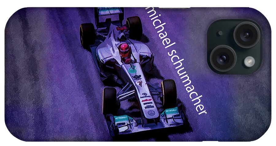 F1 Racer iPhone Case featuring the digital art Michael Schumacher by Marvin Spates
