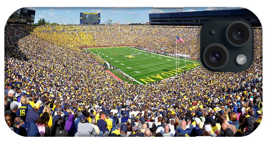 Michigan Stadium iPhone Case featuring the photograph Michigan Stadium - Wolverines by Georgia Fowler