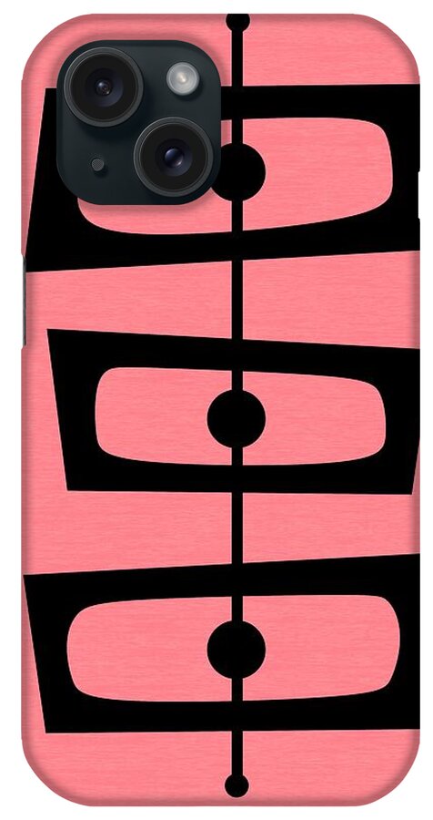 Pink iPhone Case featuring the digital art Mid Century Shapes on Pink by Donna Mibus