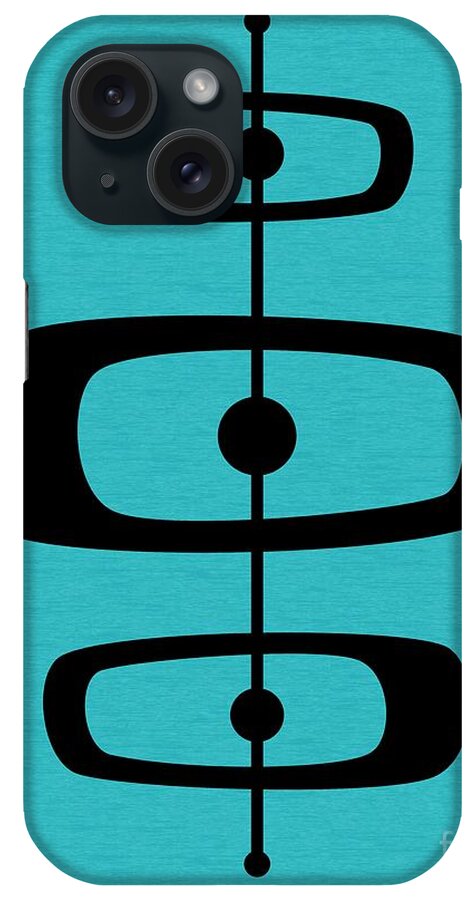 Blue iPhone Case featuring the digital art Mid Century Shapes 2 on Turquoise by Donna Mibus