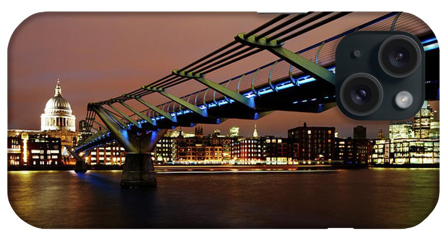London Millennium Footbridge iPhone Case featuring the photograph Millennium Bridge Over River Thames At by Gary Yeowell