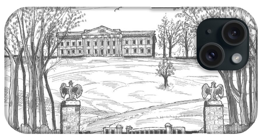 Hyde Park iPhone Case featuring the drawing Mills Mansion Staatsburg by Richard Wambach