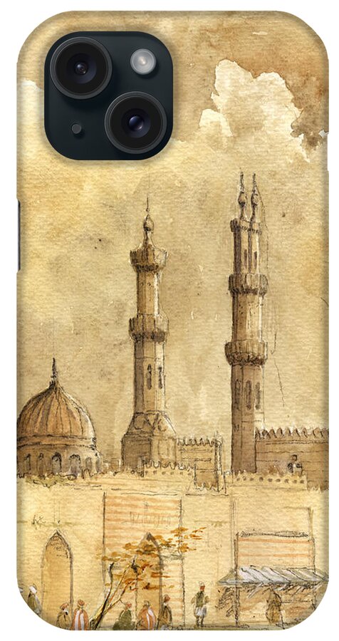 Minaret iPhone Case featuring the painting Minaret of Al Azhar Mosque by Juan Bosco