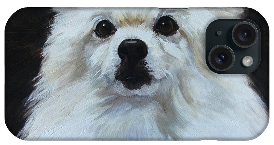 Miniature iPhone Case featuring the painting Miniature American Eskimo Dog by Alice Leggett