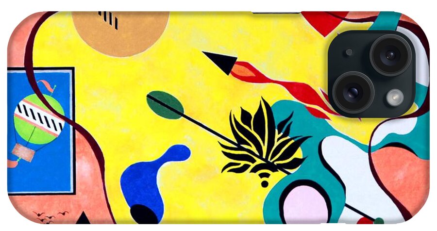 Bright Colors iPhone Case featuring the painting Miro Miro on the Wall by Thomas Gronowski